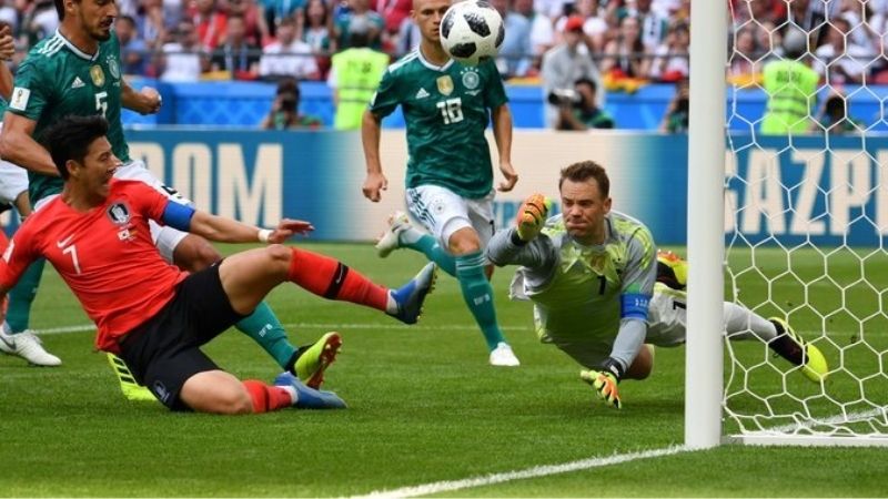 Son Heung-min đã ghi bàn quyết định ở phút 90+6 vào lưới trống khi Neuer dâng cao