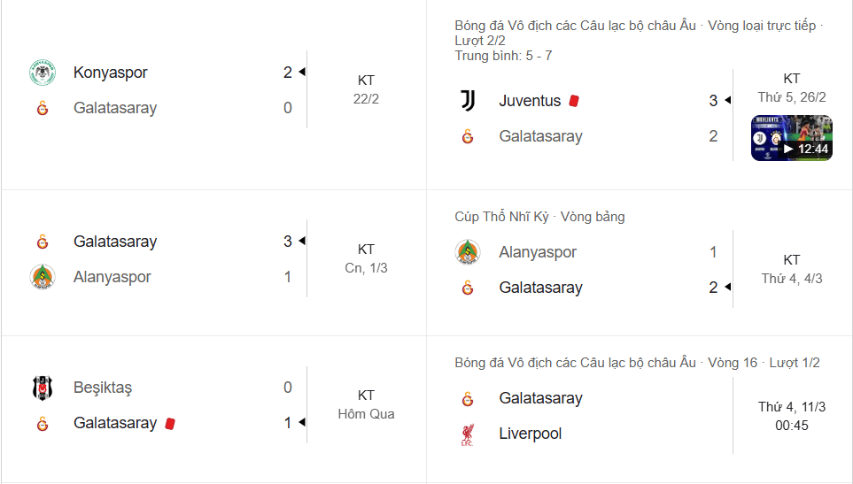 5  trận gần nhất trước vòng 16 cúp c1 2025/2026