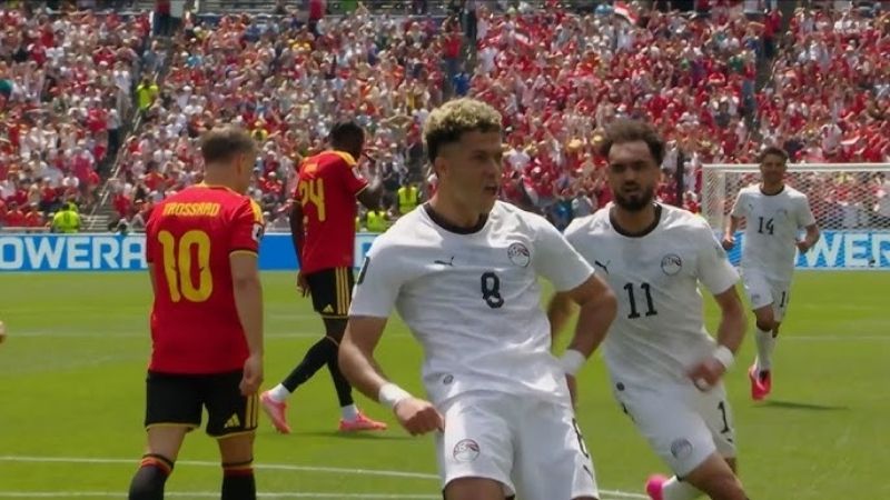 Ashour ghi bàn mở tỷ số, giúp Ai Cập dẫn trước Bỉ 1-0 trong hiệp một áp đảo.