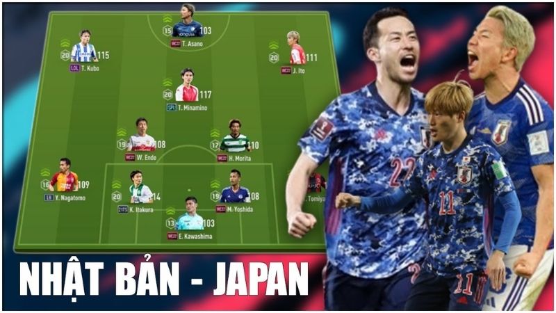 Nhật Bản đá 3-4-2-1, chờ phản công bằng Kubo, Nakamura và Doan để lội ngược dòng.