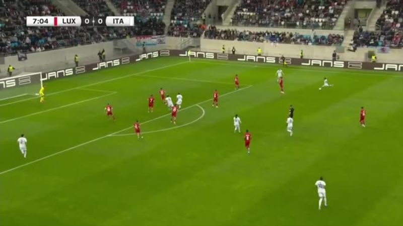 Ý áp đảo thế trận nhưng hòa Luxembourg 0-0 hiệp 1 vì phung phí nhiều cơ hội.